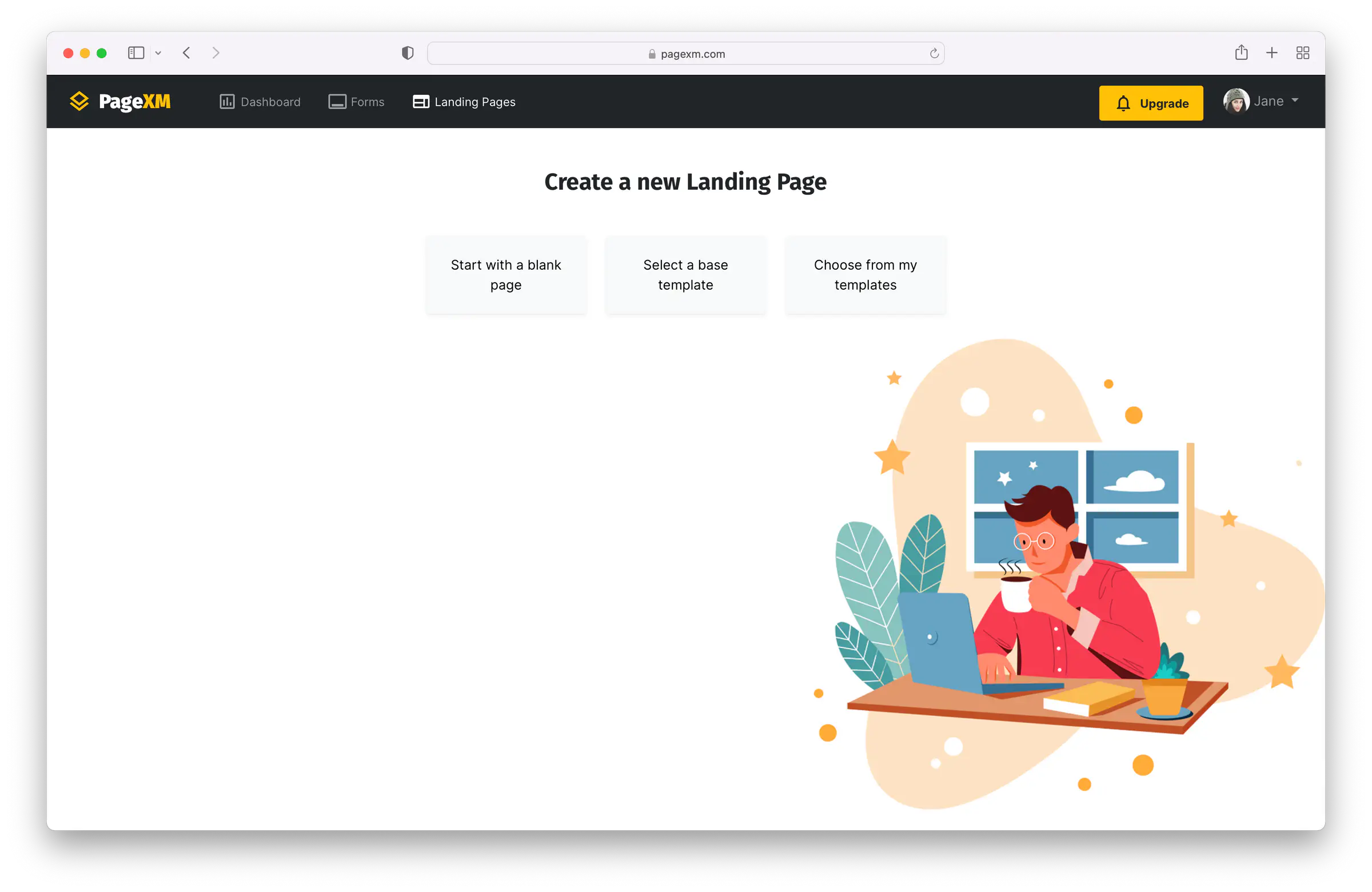 PageXM: Create a New Landing Page